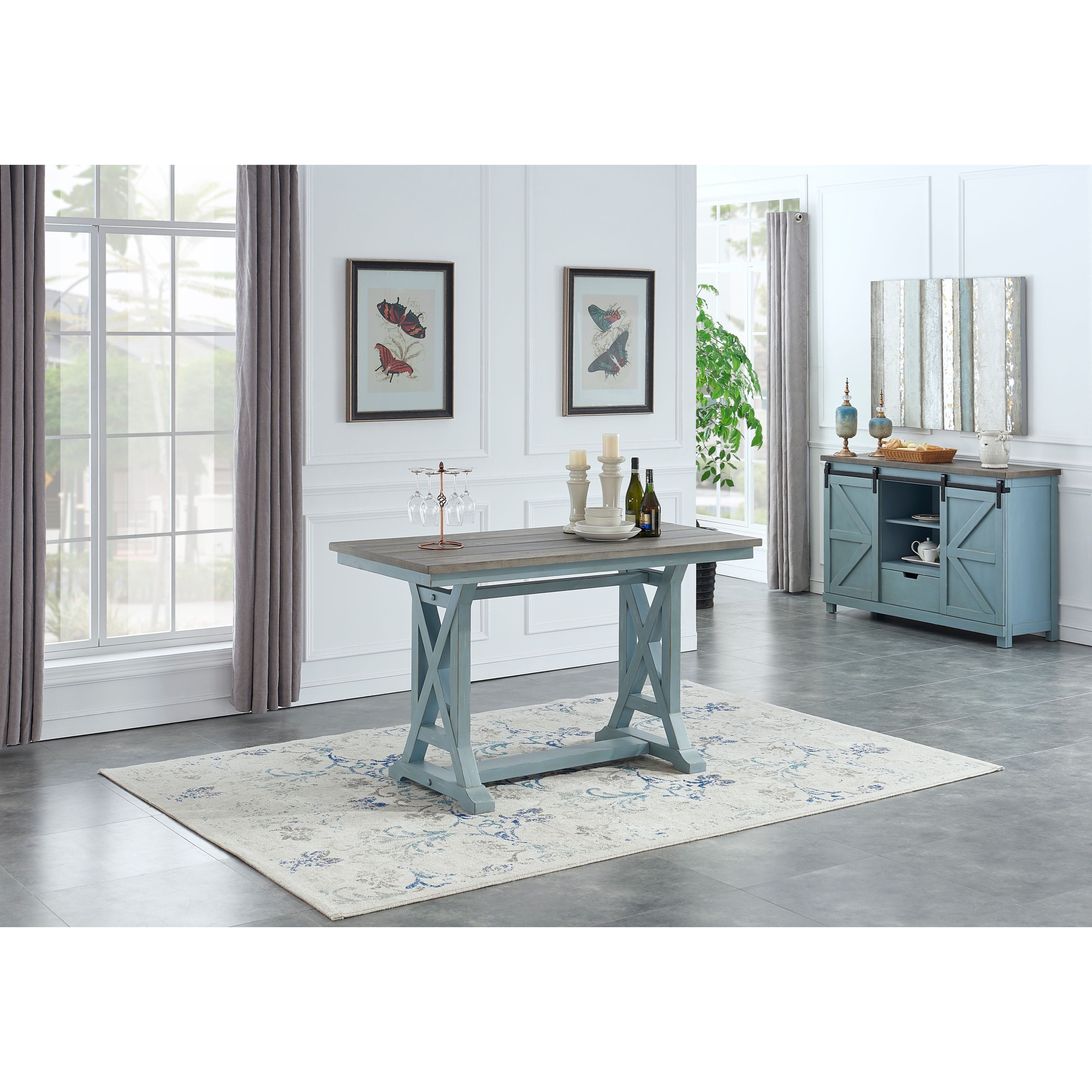 Grey bar shop height dining table